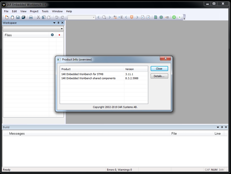 IAR Embedded Workbench for STM8 version 3.11.1