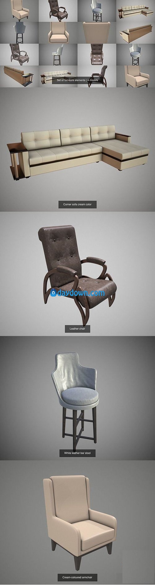 CGTrader – Set of furniture elements 3D Model Collection