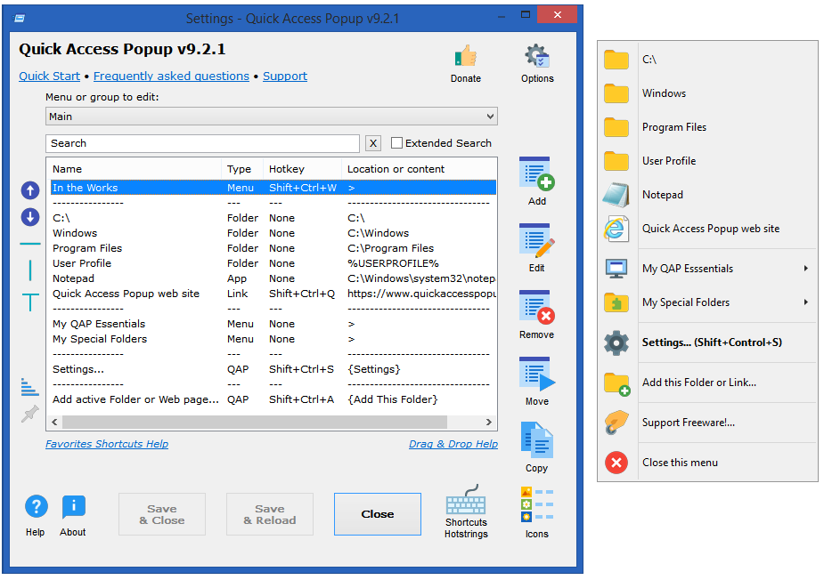 Quick Access Popup 9.2.1 Donors Multilingual