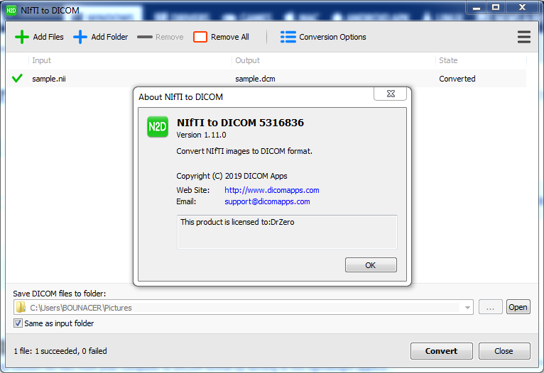 NIfTI to DICOM 1.11.0