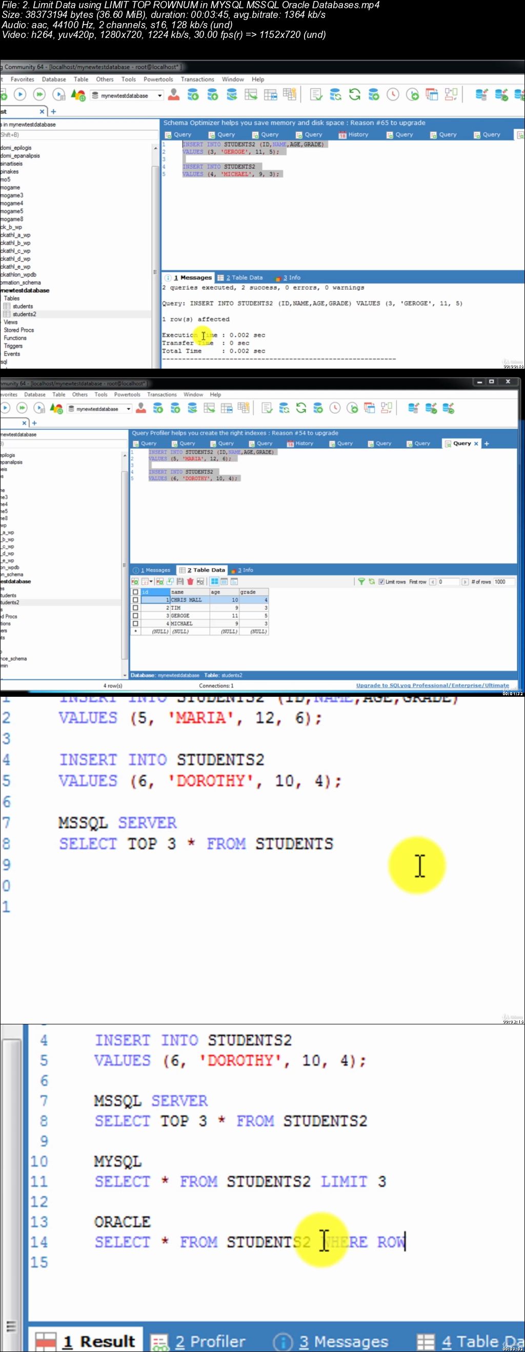  SQL - Introduction to MySQL + a glimpse to MsSQL & PL/SQL 