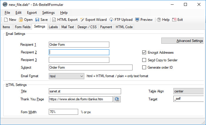 DA-Software OrderForm 4.7.0