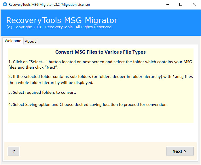 RecoveryTools MSG Migrator 6.2