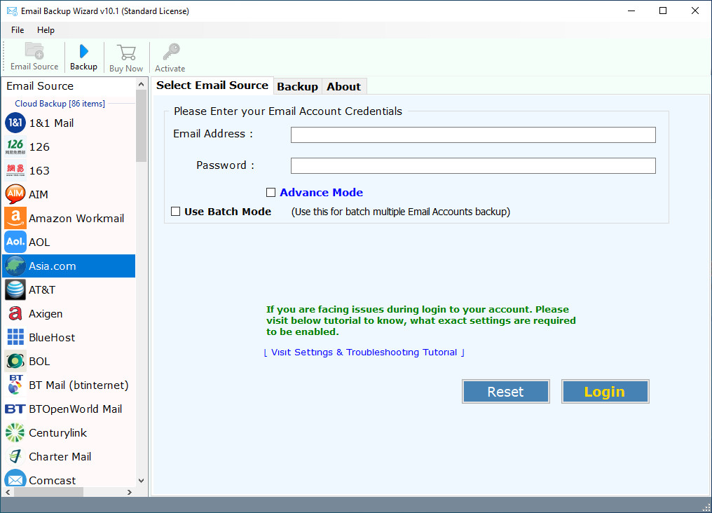 Email Backup Wizard 10.1