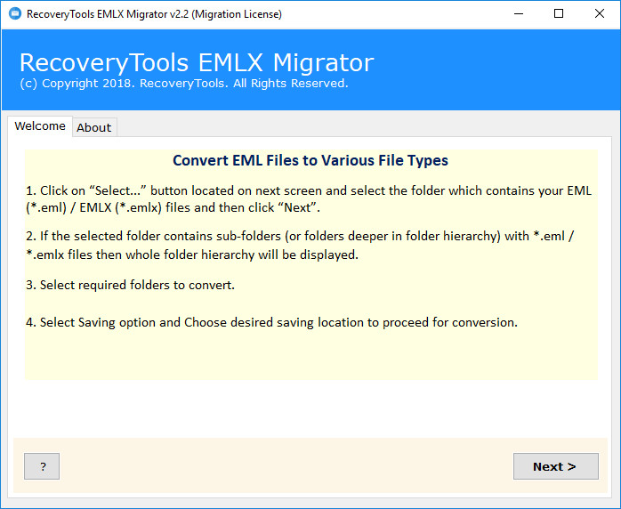 RecoveryTools EMLX Migrator 2.2