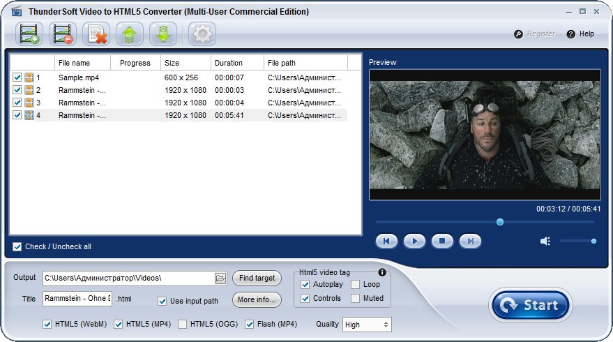 ThunderSoft Video to HTML5 Converter 3.0.0