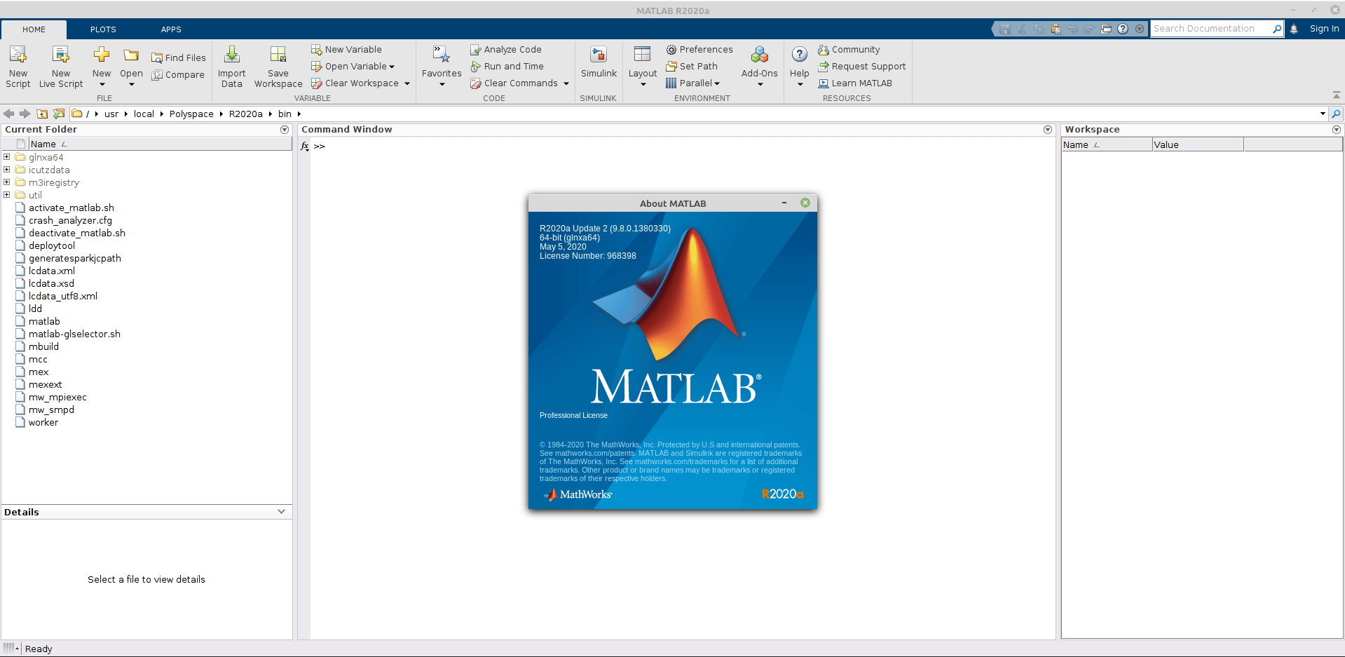 MathWorks MATLAB R2020a v9.8.0.1380330 Update 2 Only (x64) Linux