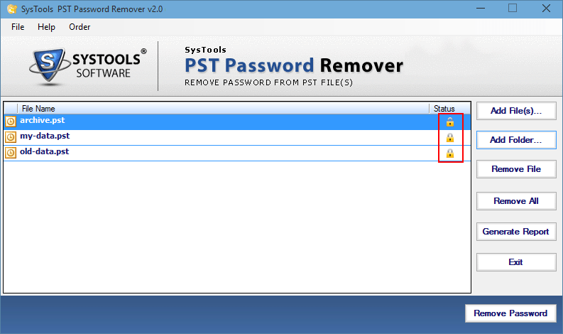 SysTools PST Password Remover 2.0