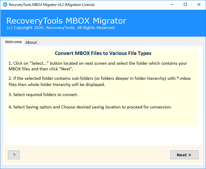 RecoveryTools MBOX Migrator 6.2