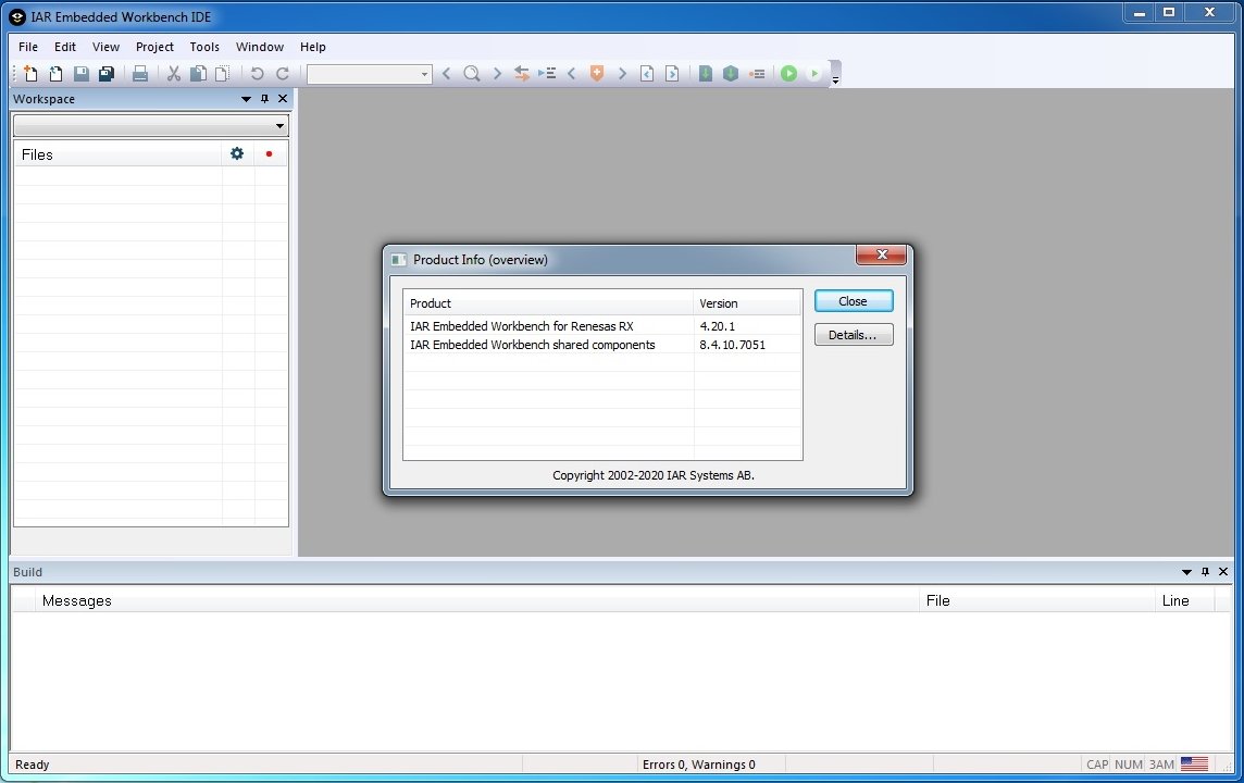 IAR Embedded Workbench for Renesas RX version 4.20.1