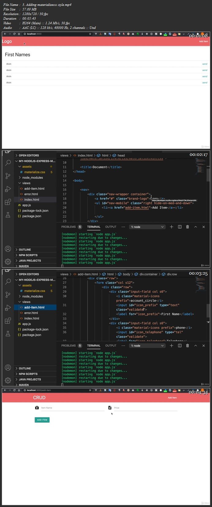 Complete NodeJS course with express, socket io and MongoDB