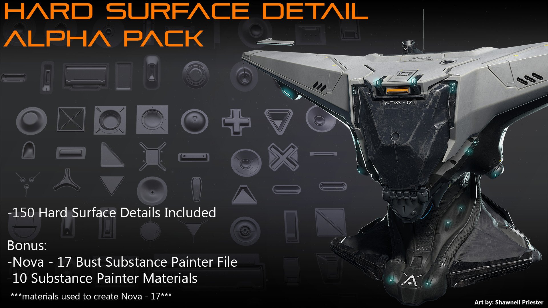 ArtStation Marketplace – Hard Surface Detail Alphas – NOVA 17