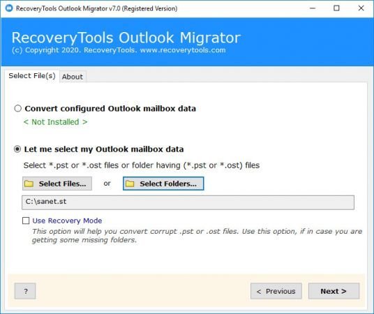 RecoveryTools Outlook Migrator 7.0