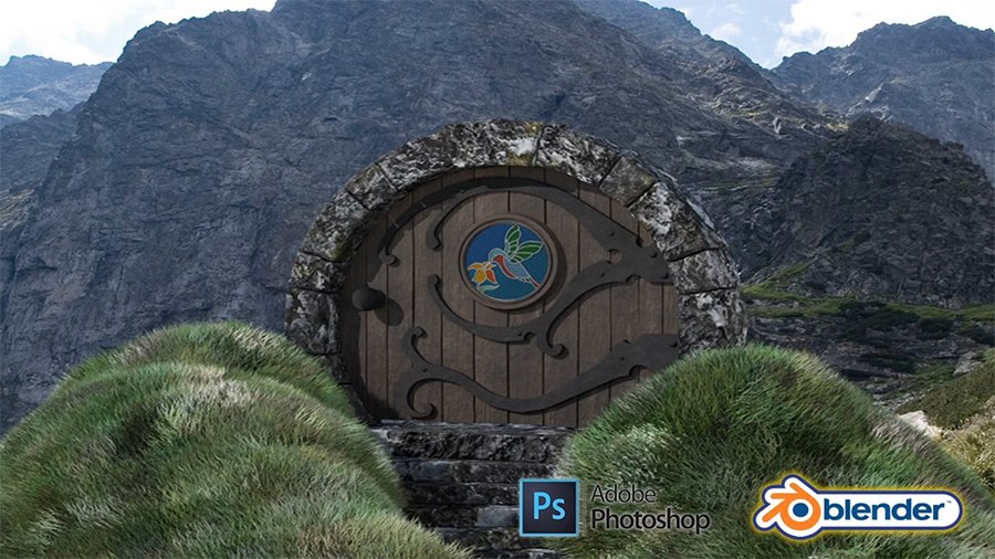 Skillshare – 3D Modelling a Hobbit Door Scene in Blender 2.9 & Adobe Photoshop