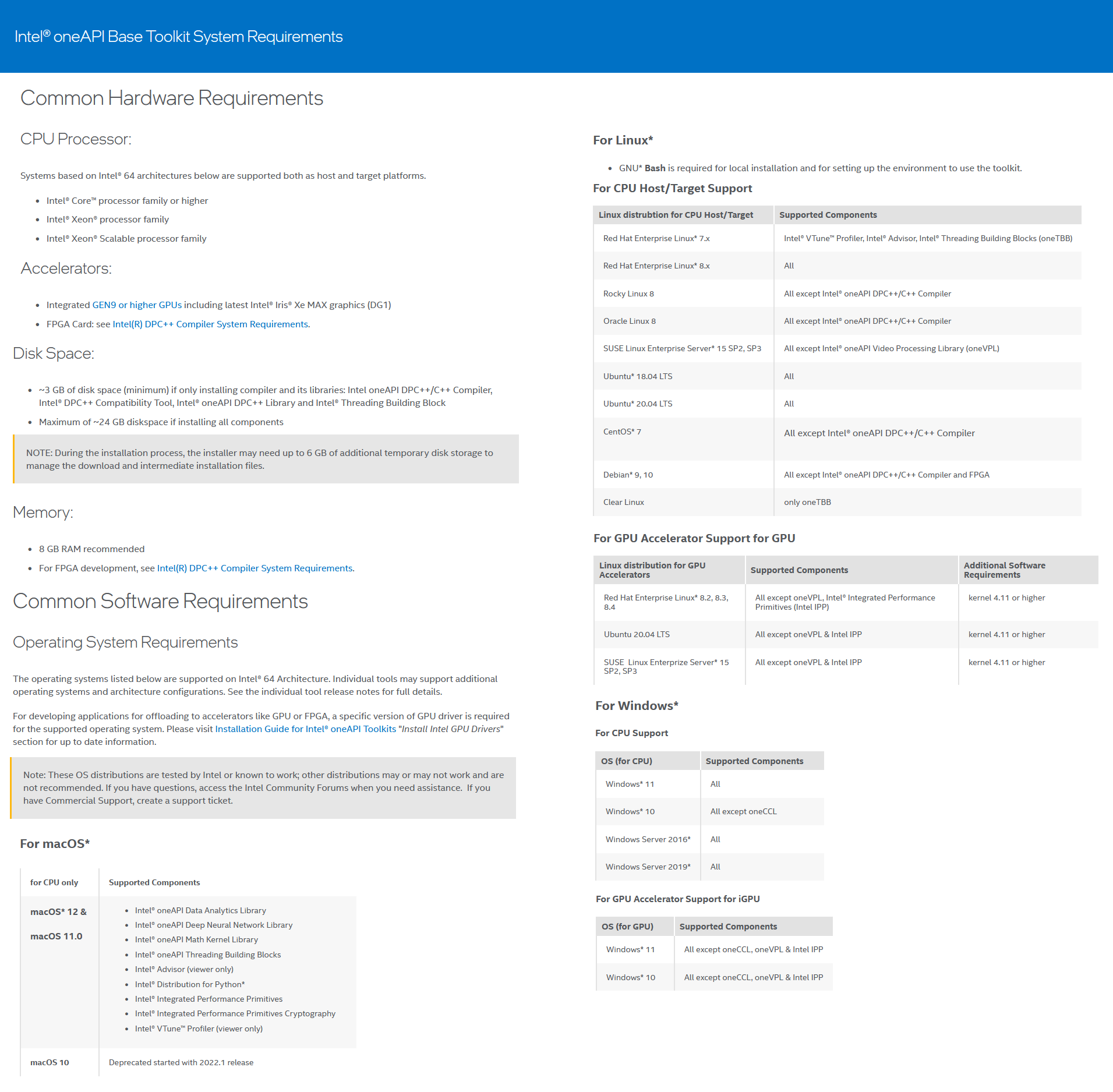 Intel OneApi Toolkits 2022.1