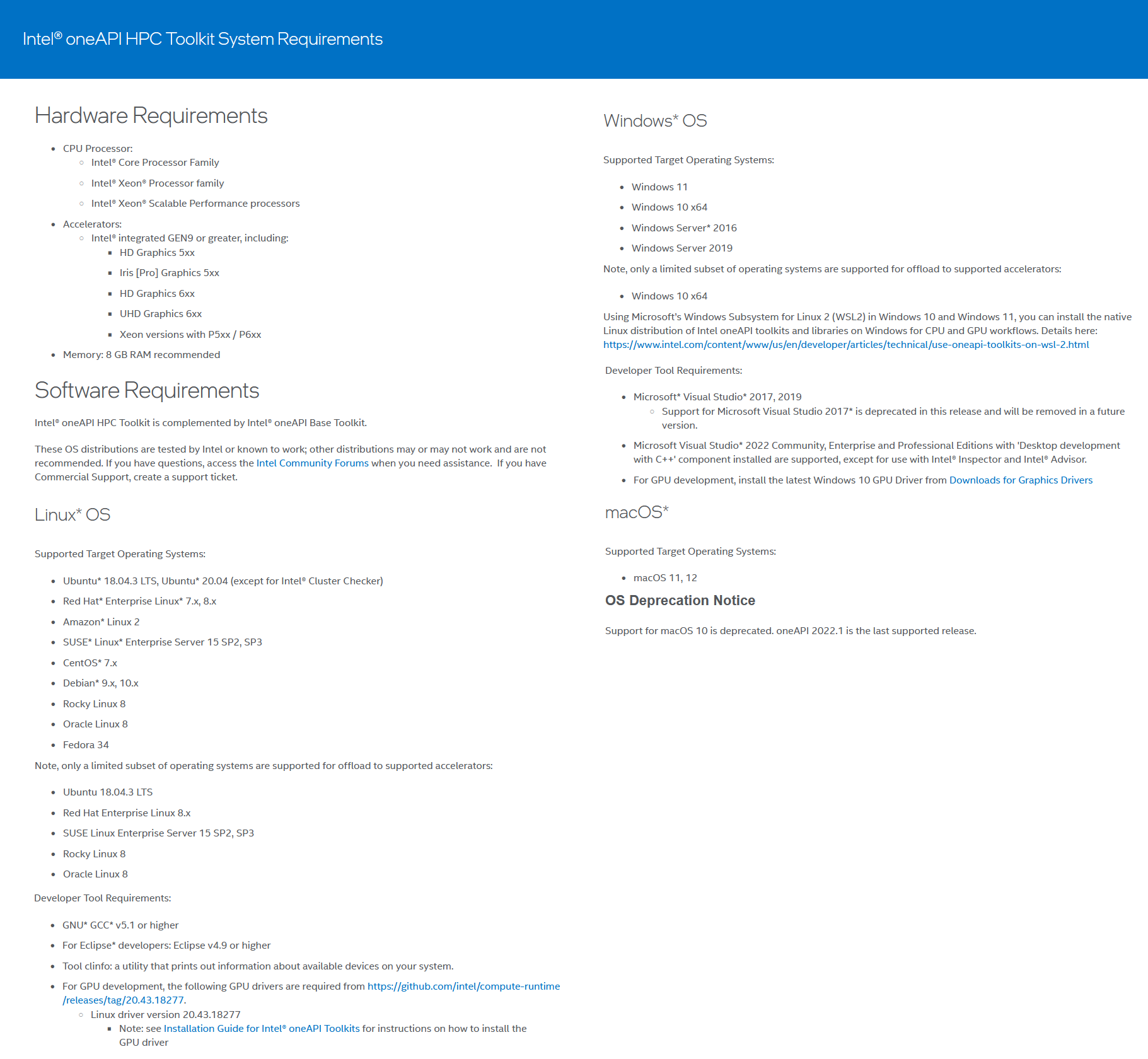 Intel OneApi Toolkits 2022.1