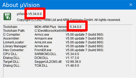 Keil MDK-ARM 5.34 with DFP (build 20210319)