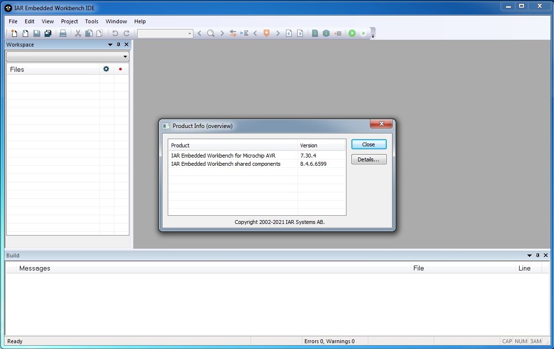 IAR Embedded Workbench for Microchip AVR version 7.30.4