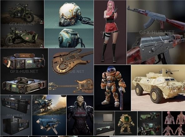 PBR Game 3D-Models Bundle 2 March 2021