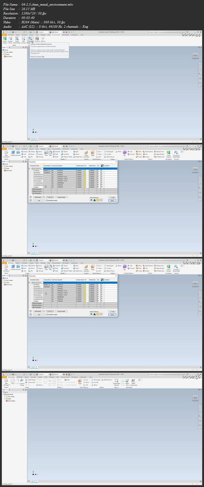 Autodesk Inventor 2020-21 Sheet Metal