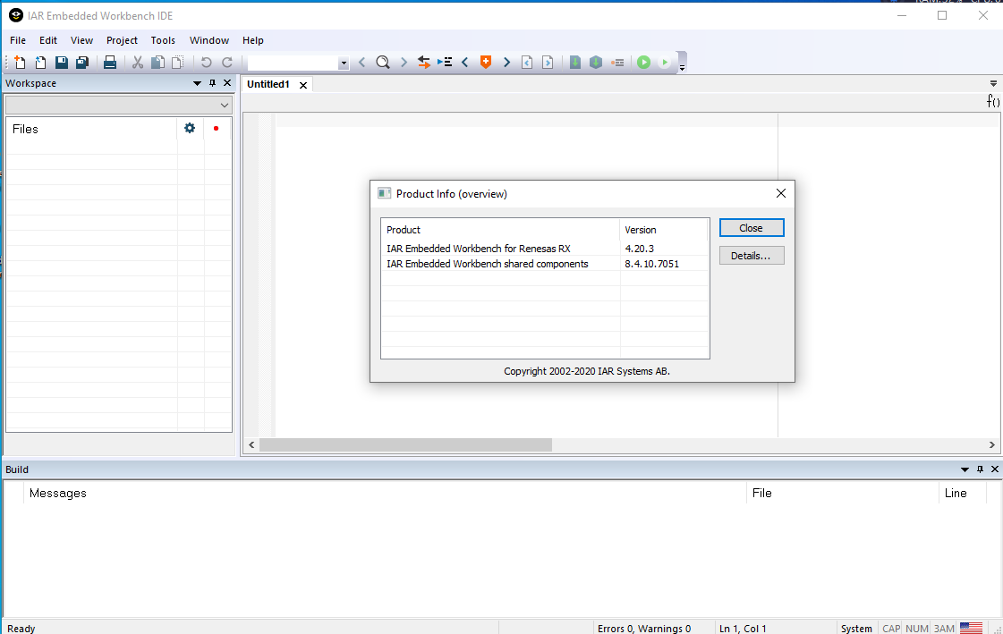 IAR Embedded Workbench for Renesas RX version 4.20.3