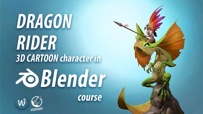 Wingfox – Dragon Rider 3D cartoon character in Blender course