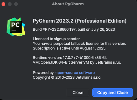 JetBrains PyCharm Professional 2023.2 macOS