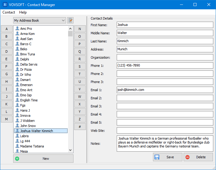 VovSoft Contact Manager 1.5