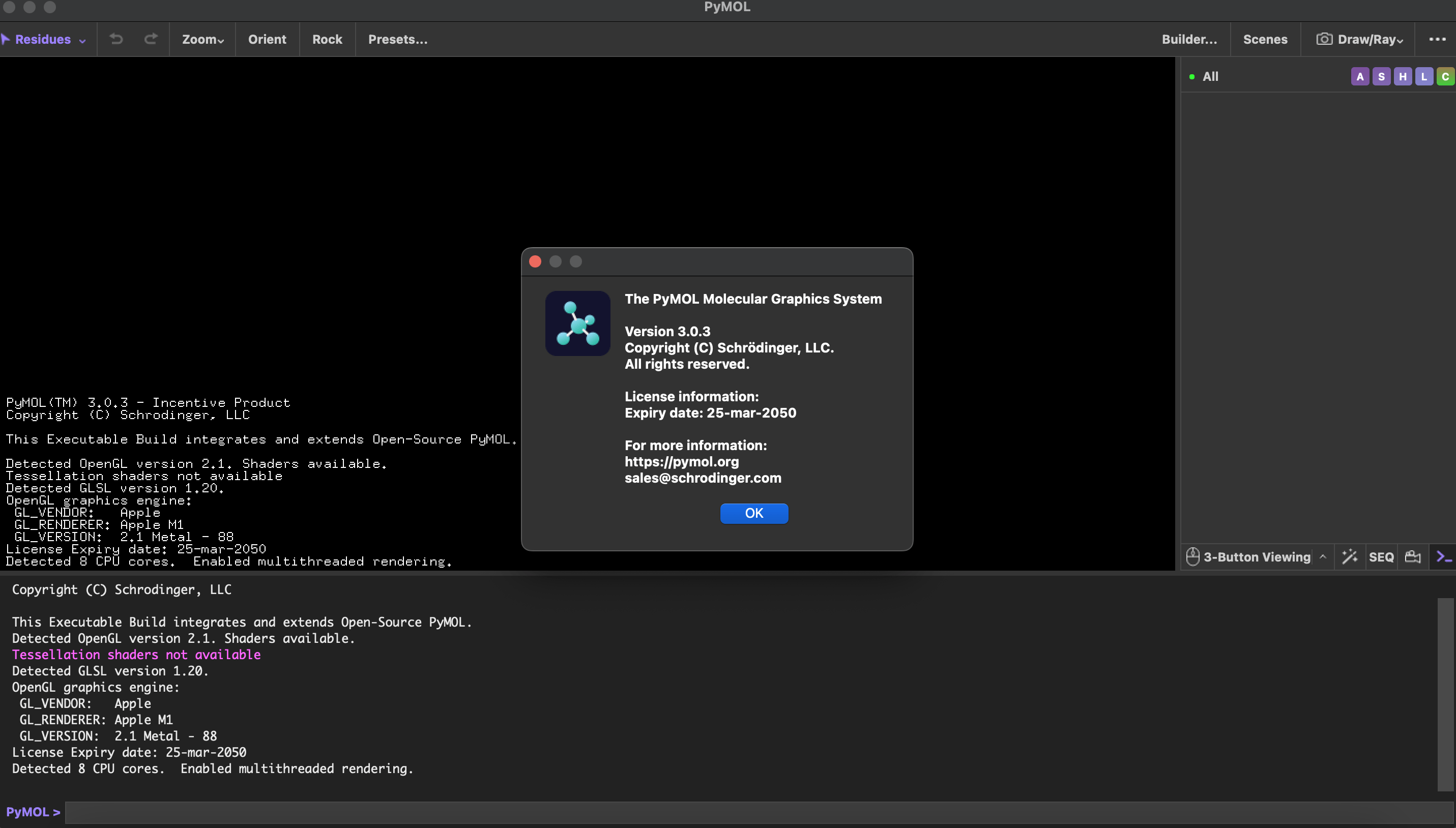 schrodinger PyMOL 3.0.3 (x64) MACOS