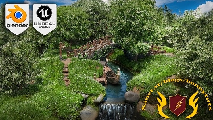 Blender to Unreal Engine 5: Fantasy River 3D Diorama Scene