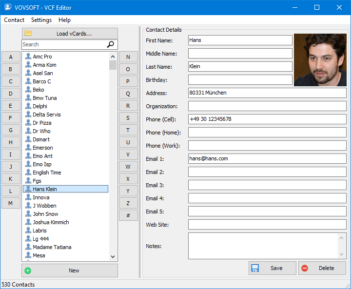 VovSoft VCF Editor 1.4