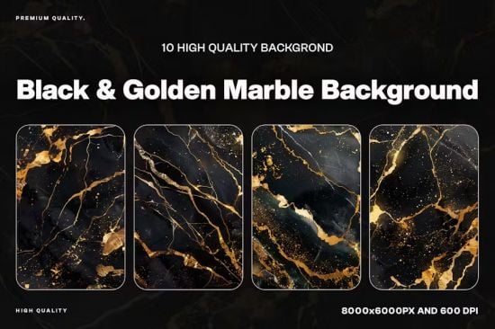 10 Black &amp; Golden Marble Background Texture - PXRXBGB