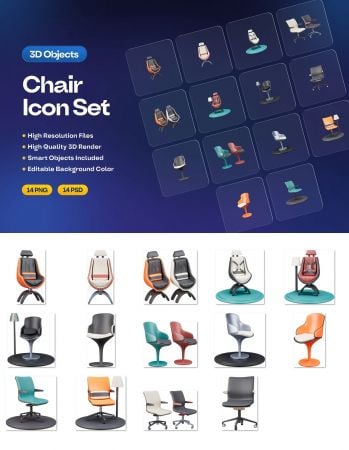 EE – Office Chair 3d Icon Set QVA5GCT