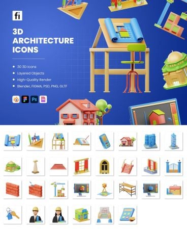 EE – 3D Architecture Icons 2FB5RGR