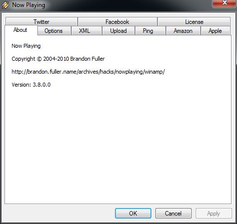 Now Playing 3.8.0.8 Plugin for Winamp/Windows Media Player