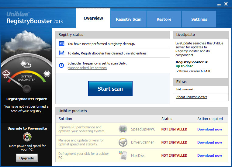 Uniblue RegistryBooster 2013 6.1.1.0