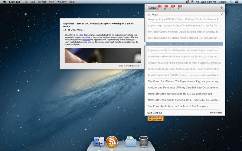 RSS Reader v1.2 Mac OS X