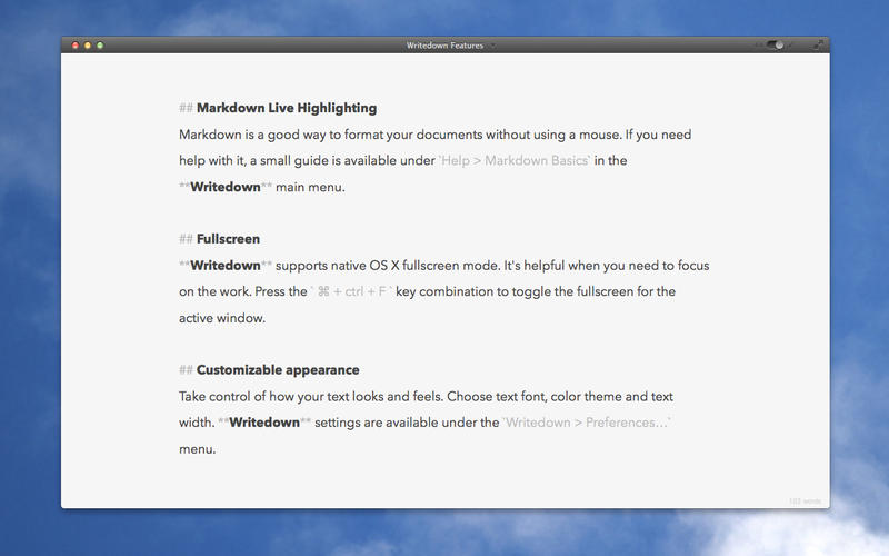 Writedown v1.1 Mac OS X