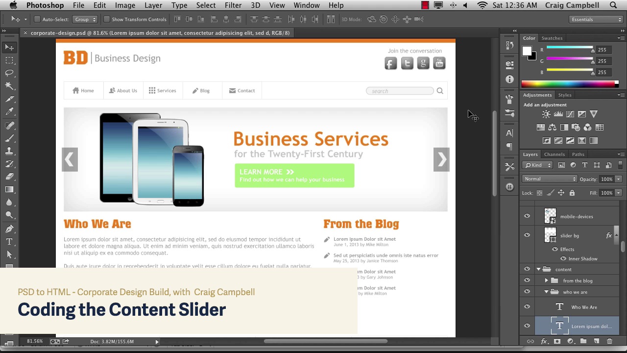 PSD to HTML – Corporate Design Build