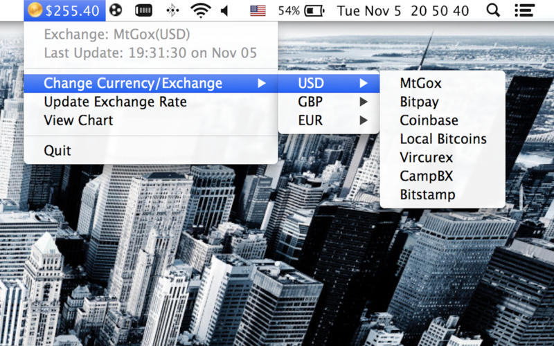 Bitcoin Taskbar v1.0 Mac OS X