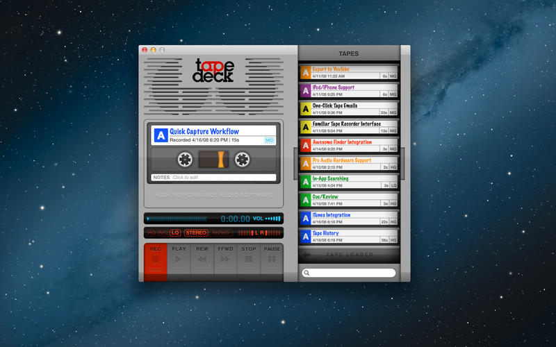 TapeDeck v1.5.4 Mac OS X