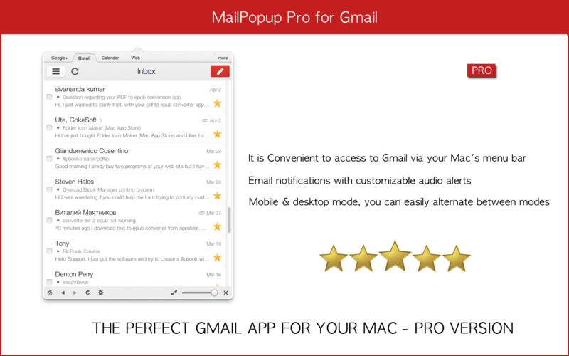 MailPopup Pro for Gmail v1.0 Mac OS X