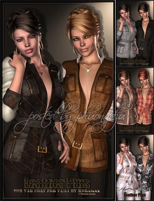 Renderosity Leather Plus- for V4H coat for V4/A4