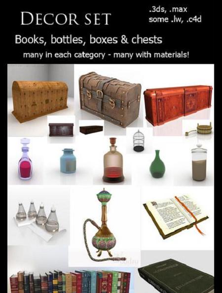 3D Models - Baskets, Books, Bottles & Chests