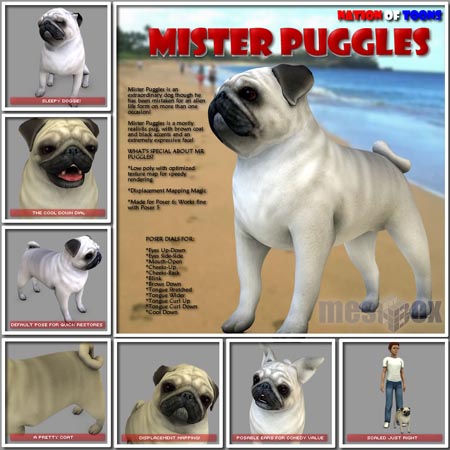 Renderosity Mister Puggles for Poser (N1MGEO08-POS)