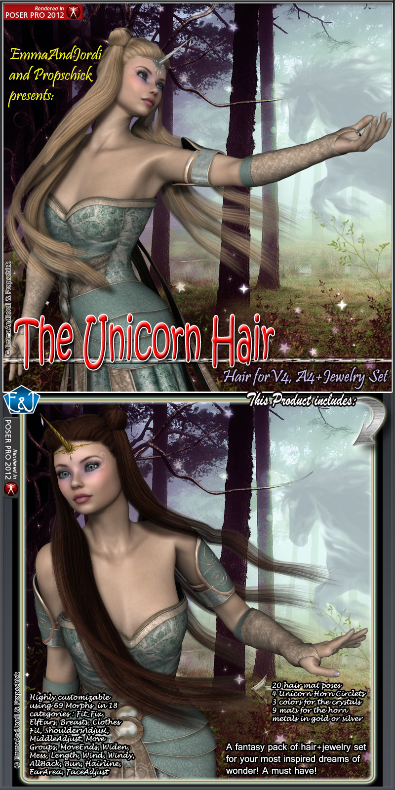 Renderosity The Unicorn Hair For V4 And A4