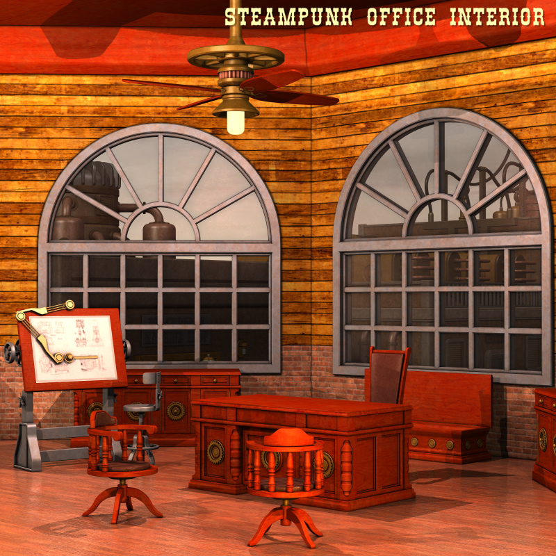 Renderosity Steampunk Office Interior