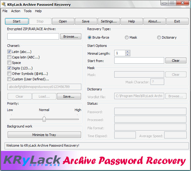 KRyLack Archive Password Recovery 3.40.52