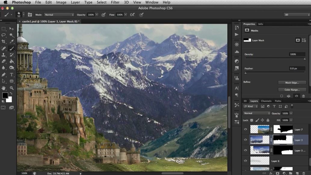 Animating a Mountain Scene Matte Painting in Photoshop and NUKE