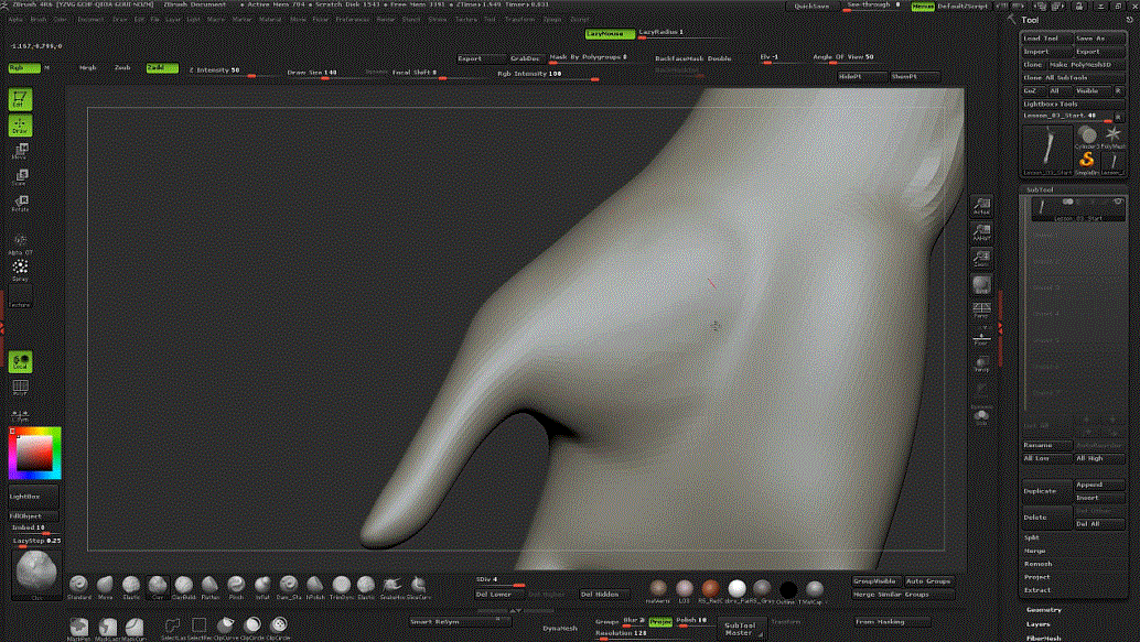 Sculpting Female Arms and Hands in ZBrush